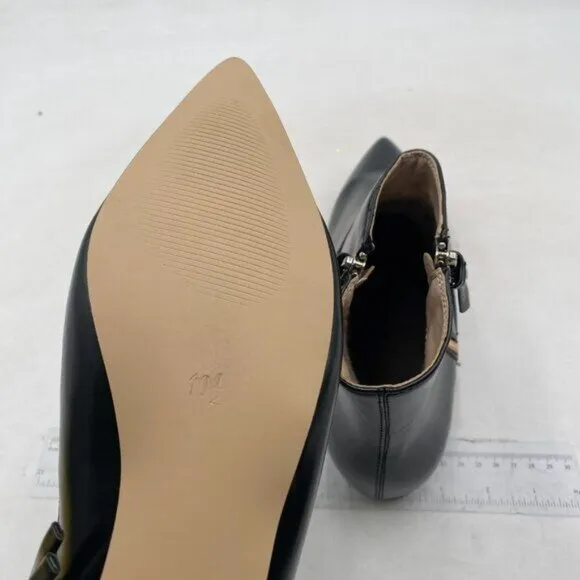 XYD Women's Formal Pointed Closed Toe Flats Ankle Boots Low Heel Booties Black