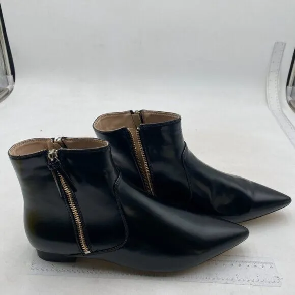XYD Women's Formal Pointed Closed Toe Flats Ankle Boots Low Heel Booties Black
