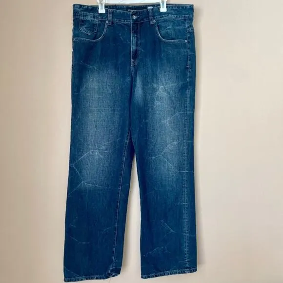 Y2K 90’s ROCAWEAR MENS BLUE JEANS FLARE BAGGY DENIM STREETWEAR PANTS SZ 40