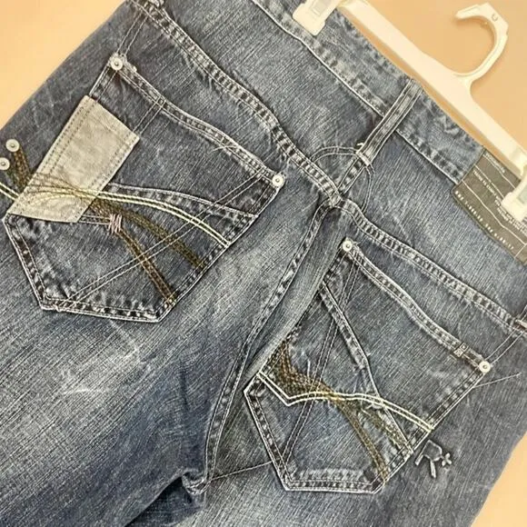 Y2K 90’s ROCAWEAR MENS BLUE JEANS FLARE BAGGY DENIM STREETWEAR PANTS SZ 40