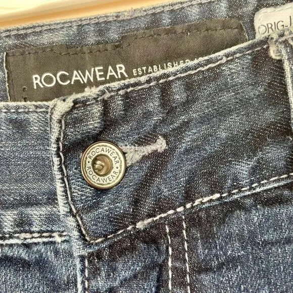 Y2K 90’s ROCAWEAR MENS BLUE JEANS FLARE BAGGY DENIM STREETWEAR PANTS SZ 40