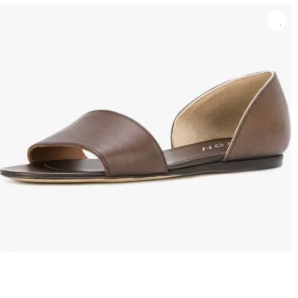 YDN Women Western Peep Toe  Casual Flats Slip on Comfy Walking Shoes Brown