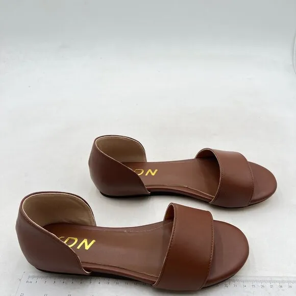 YDN Women Western Peep Toe  Casual Flats Slip on Comfy Walking Shoes Brown