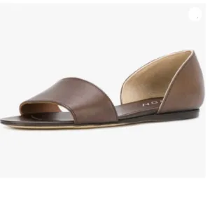 YDN Women Western Peep Toe  Casual Flats Slip on Comfy Walking Shoes Brown