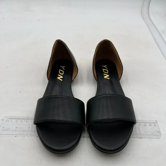 YDN Women Western Peep Toe D'Orsay Casual Flats Slip on Comfy Walking Shoe Black
