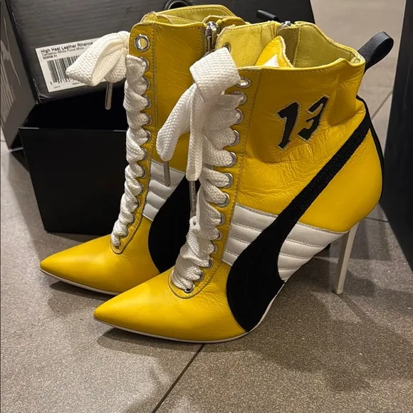 Yellow and White Women's High Heel Sneakers