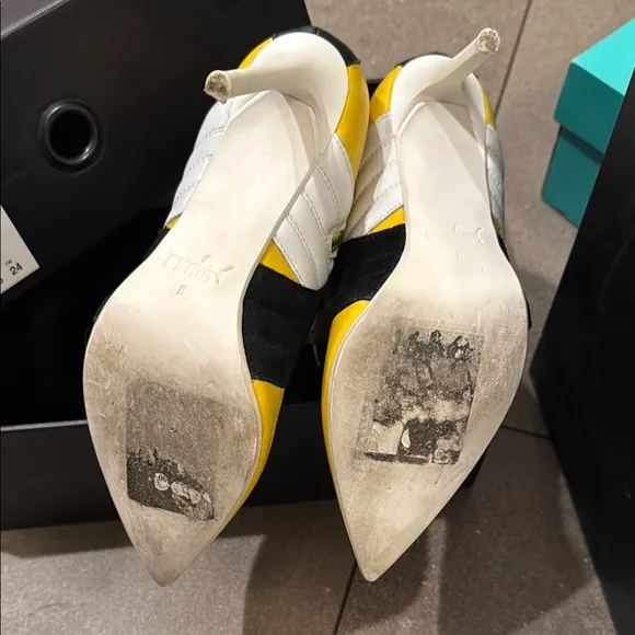 Yellow and White Women's High Heel Sneakers