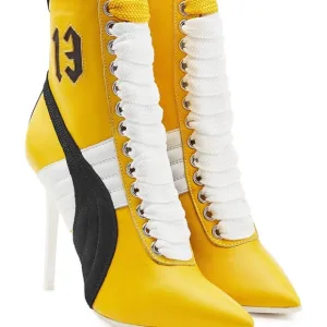 Yellow and White Women's High Heel Sneakers