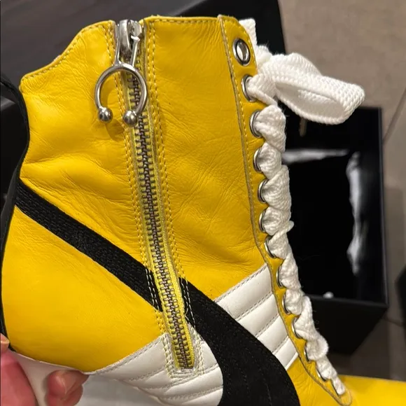 Yellow and White Women's High Heel Sneakers
