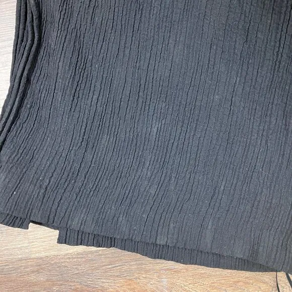Zara Black Crinkle Wrap Midi Skirt Beach Swim Cover Up Small Gauze Textured
