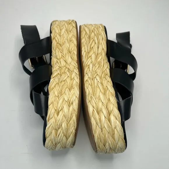 Zara Black cross strap Platform Sandals size 41