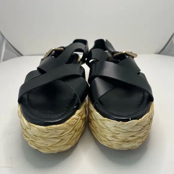 Zara Black cross strap Platform Sandals size 41