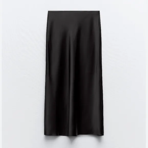Zara black satin effect maxi skirt flowy size S