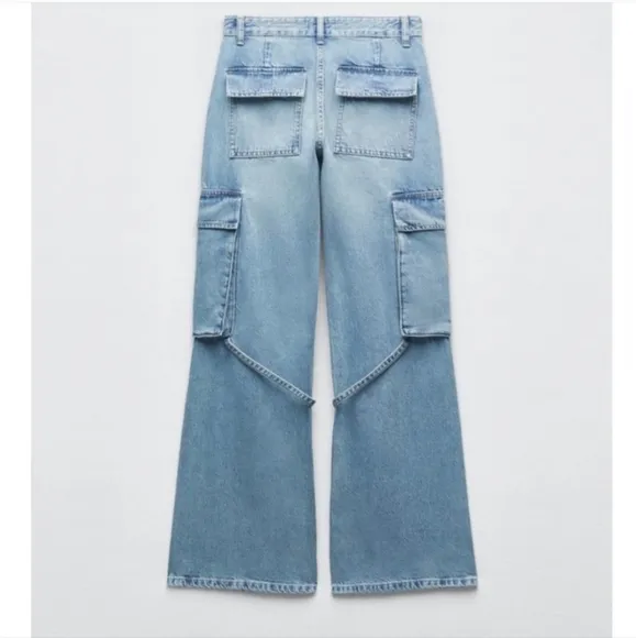 ZARA CARGO JEANS BLUE SIZE 10