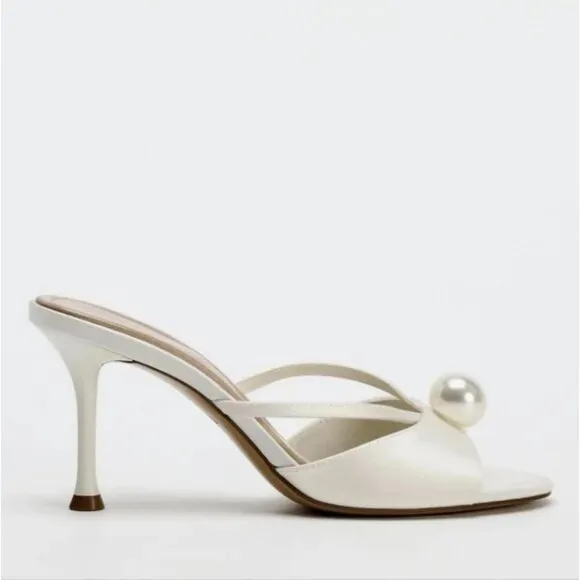 ZARA FAUX PEARL HEELED SANDALS