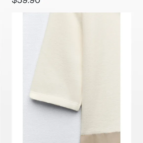 ZARA IVORY MOCK NECK KNIT KHAKI COTTON MIDI DRESS Size Small NWT