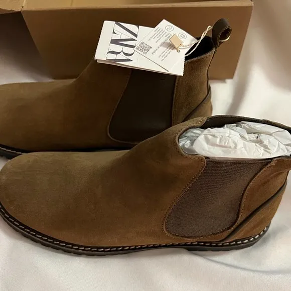 Zara Kids Elastic Goring Leather Ankle Boots