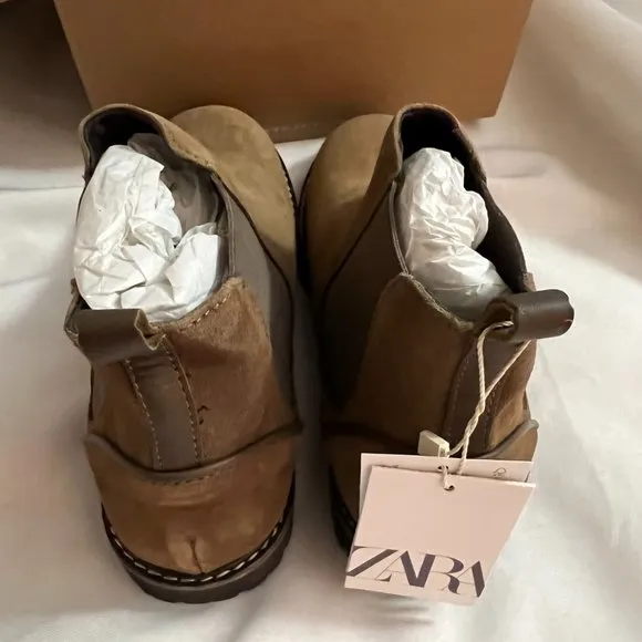 Zara Kids Elastic Goring Leather Ankle Boots