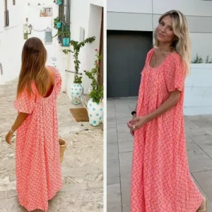 Zara * Maxi Print Dress Pink Flowy Boho