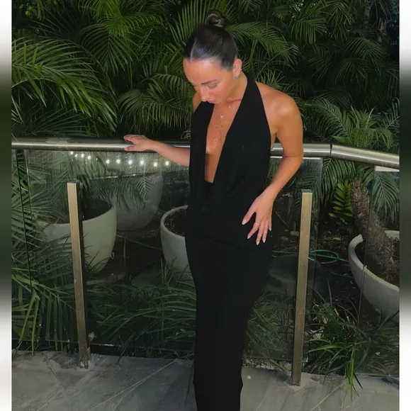 ZARA MIDI  HALTER DRESS Black Size XL