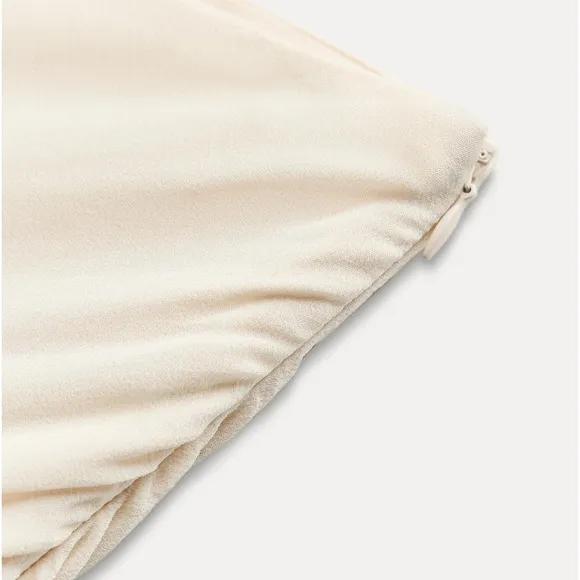 Zara NWT ivory off white cream double layered ruffle hem flowy midi skirt