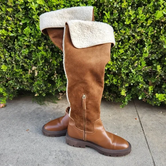 ZARA Over The Knee Boots with Fleece Trim