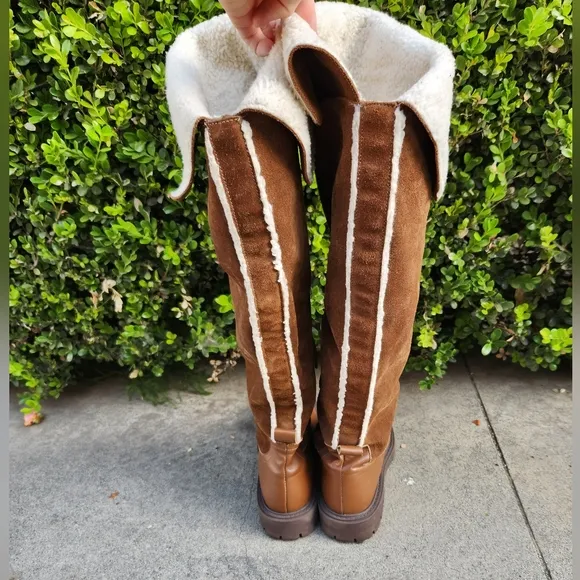 ZARA Over The Knee Boots with Fleece Trim