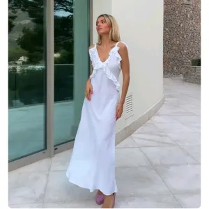 Zara Ruffled Dress Linen Blend