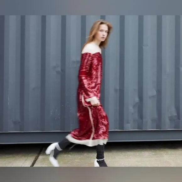 Zara Runs bigLimited EDITION- BLOGGER'S FAVE! SEQUIN CHIFFON DRESS ZW COLLECTION
