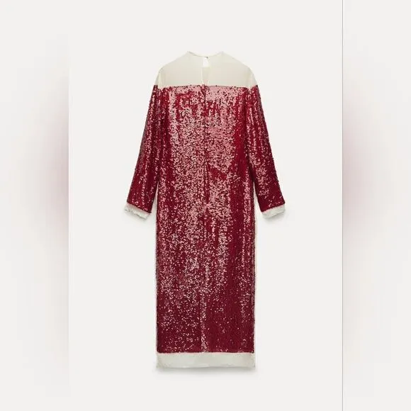 Zara Runs bigLimited EDITION- BLOGGER'S FAVE! SEQUIN CHIFFON DRESS ZW COLLECTION