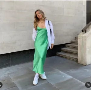 Zara satin dress bloggers fav slip mint green maxi midi