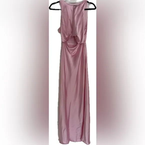 Zara SATIN EFFECT CUT OUT MIDI DRESS