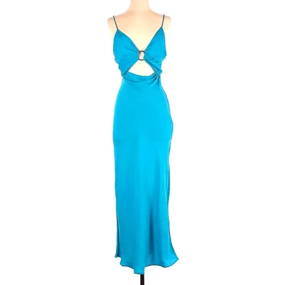 Zara SATIN EFFECT CUT OUT MIDI DRESS