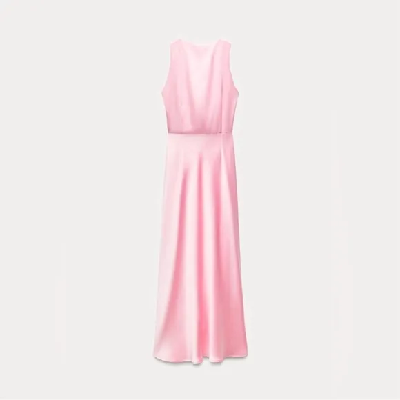 Zara SATIN EFFECT CUT OUT MIDI DRESS