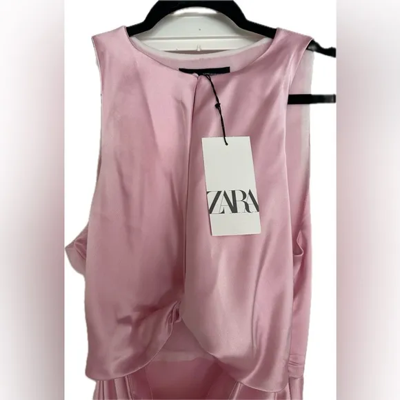 Zara SATIN EFFECT CUT OUT MIDI DRESS