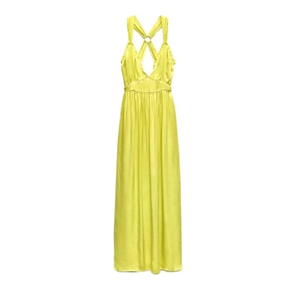 Zara Satin Effect Dress Lime size XS and M