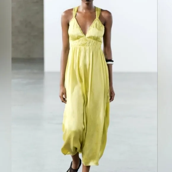 Zara Satin Effect Dress Lime size XS and M