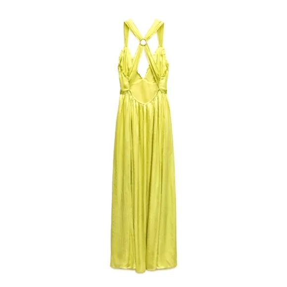 Zara Satin Effect Dress Lime size XS and M