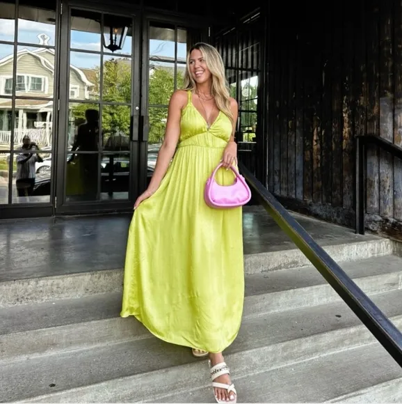 Zara Satin Effect Dress Lime size XS and M