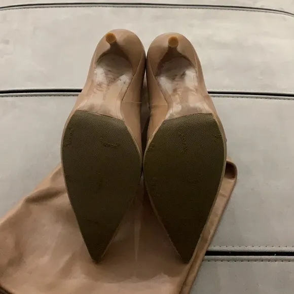 Zara Tan Soft Leather High Heel Boots size 37