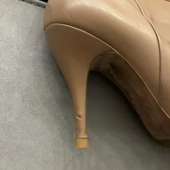 Zara Tan Soft Leather High Heel Boots size 37