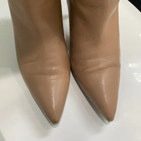 Zara Tan Soft Leather High Heel Boots size 37