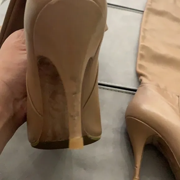 Zara Tan Soft Leather High Heel Boots size 37