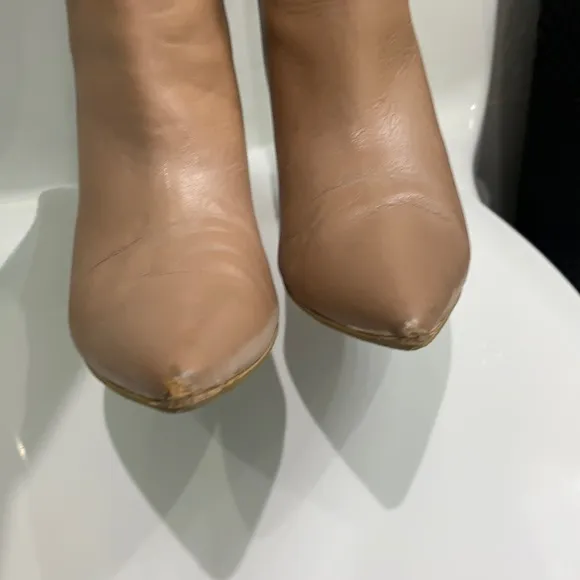 Zara Tan Soft Leather High Heel Boots size 37