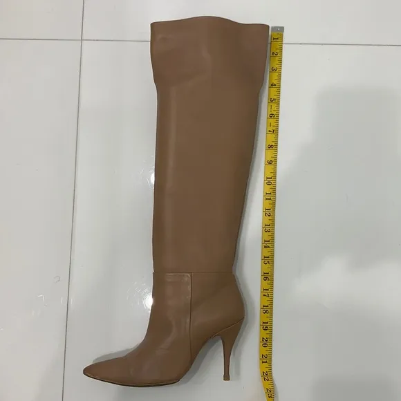 Zara Tan Soft Leather High Heel Boots size 37