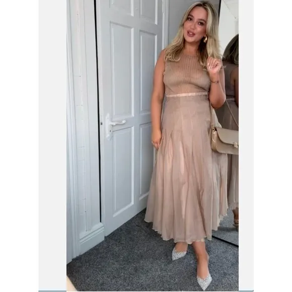 ZARA WOMAN BNWT HIGH-WAIST ORGANZA MIDI SKIRT PALE PINK S,M 3920/058 SS24