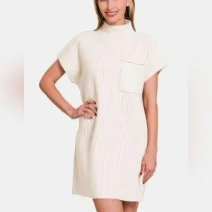 Zenana Short Sleeve Mini Relaxed Fit Sweater Dress sz S M L