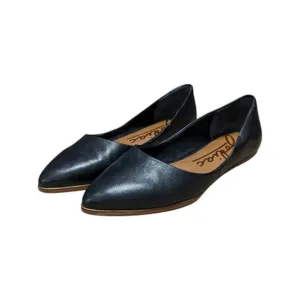 Zodiac Hill Black Leather Pointed Toe Flats Womens 7 Plain Simple Workwear Work
